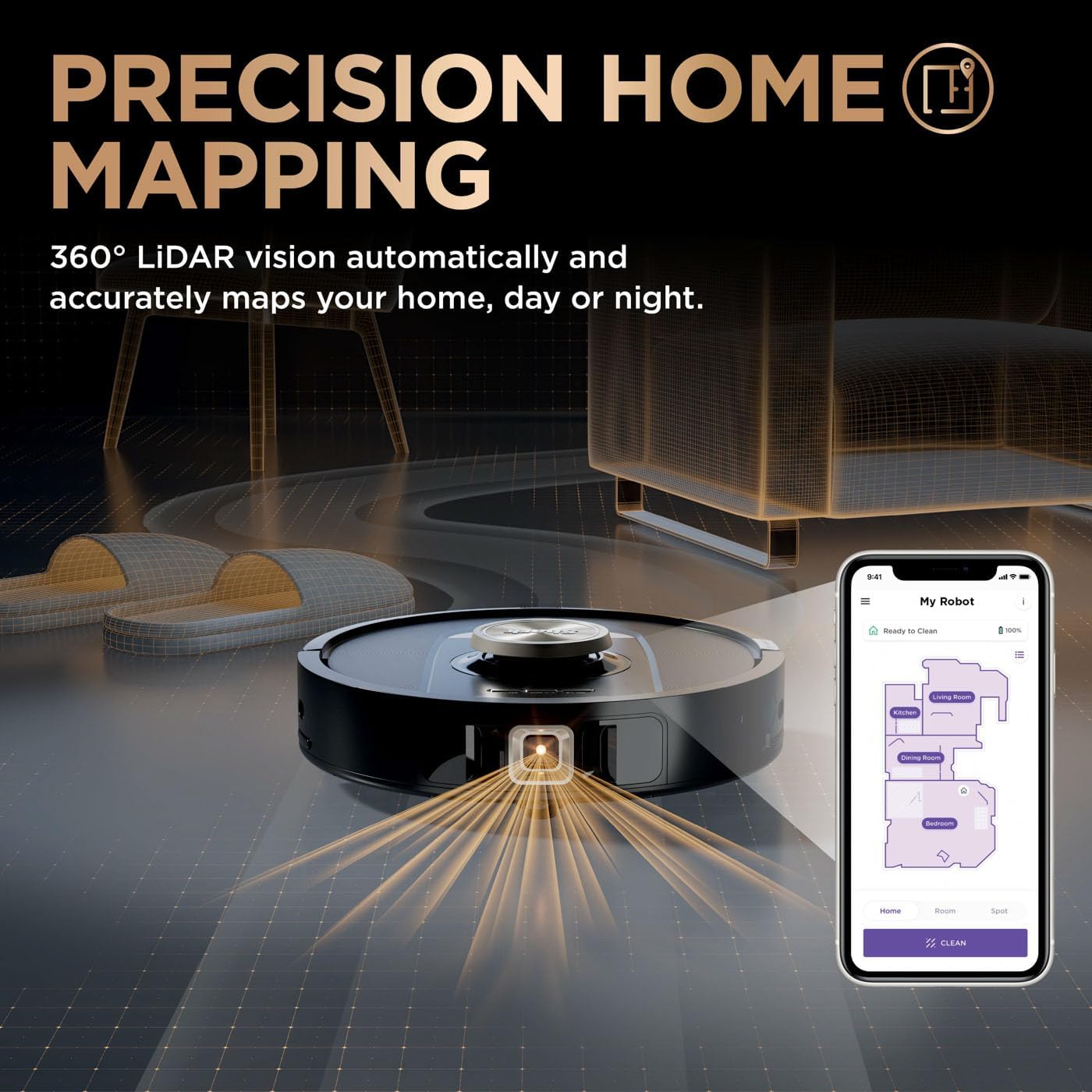 Shark PowerDetect NeverTouch Pro Robot Vacuum & Mop – 60-Day Self-Empty Base, 3D LiDAR and App Control – Black